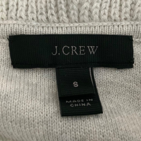 J Crew Cotton Wool Heather Light Grey Ruffle Neck Pull Over Sweater SZ S - Picture 5 of 12